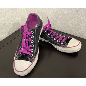 Converse All Star Chuck Taylor Womens 7 Black Canvas Purple Low Top Shoes Mens 5